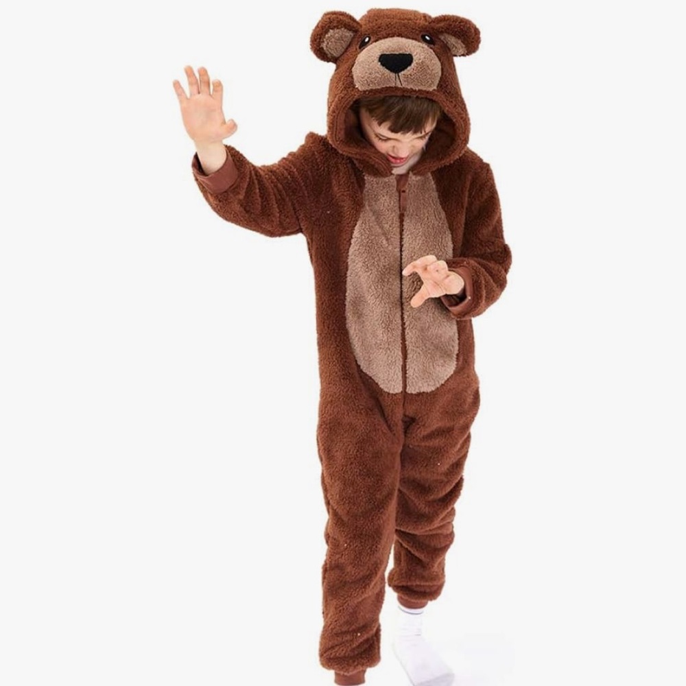 Kids Brown Bear Plush Costume Onesie